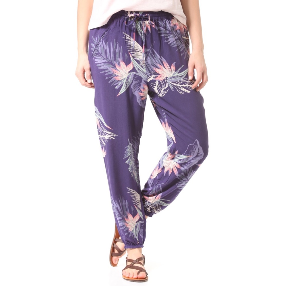 Roxy purple tropical print pants